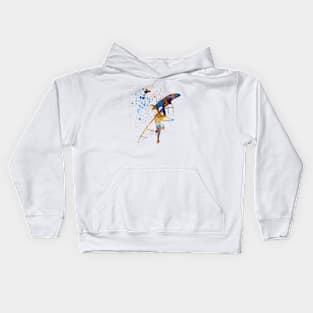 Young man surfer in watercolor Kids Hoodie